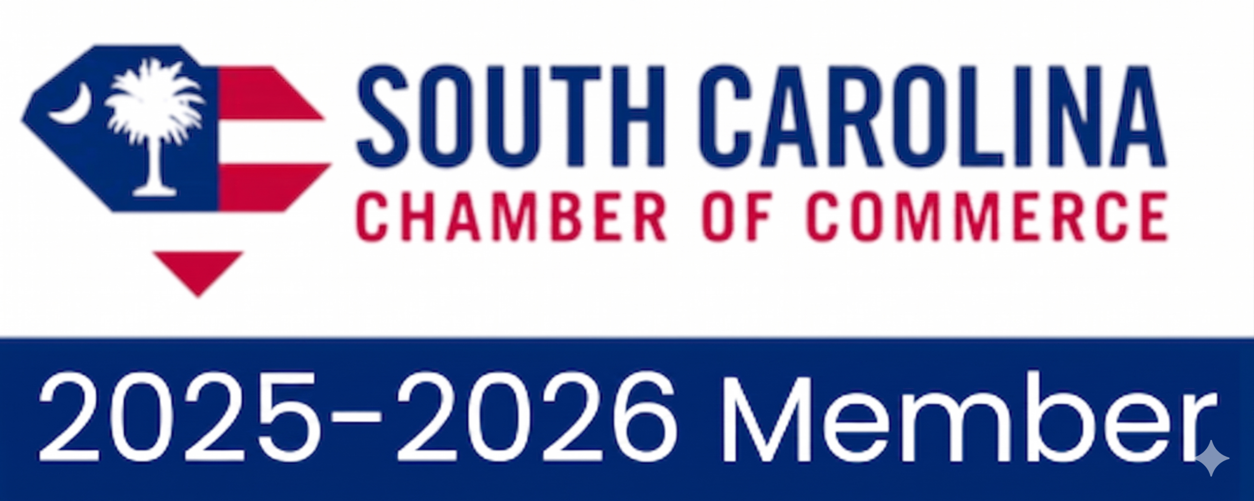 South Carolina Chamber of Commerce 2025–2026 Member logo with state outline and flag elements.